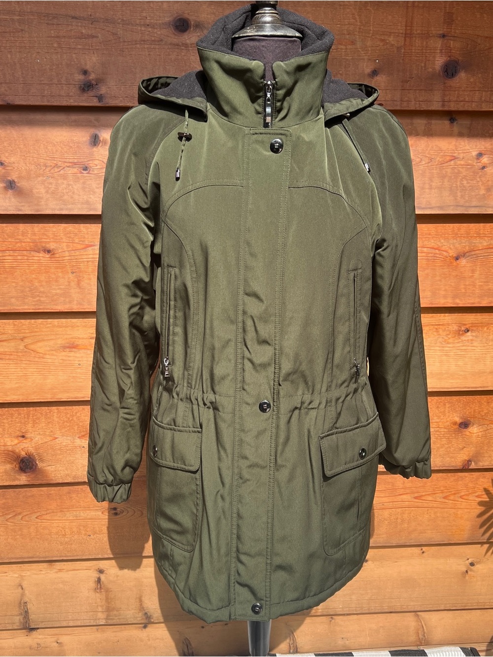 Giacca Olive Green Women's Hooded Parka Jacket